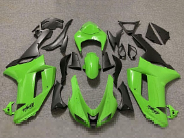 Carenados Moto Kawasaki ZX6R 2007-2008 - Verde Brillante Negro Mate