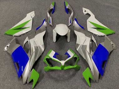 Carenados Moto Kawasaki ZX6R 2019-2022 - Blanco Plata Verde Azul