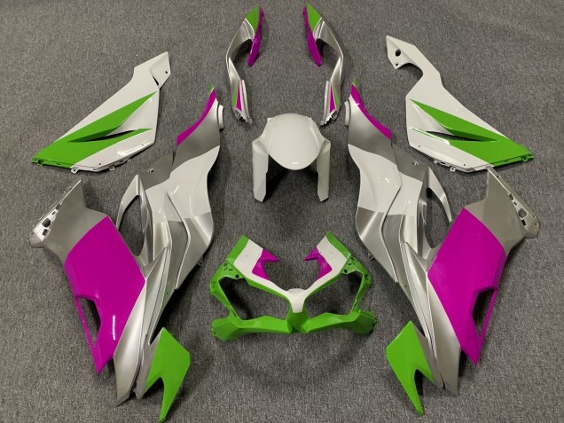 Carenados Moto Kawasaki ZX6R 2019-2022 - Blanco Plata Verde Rosa