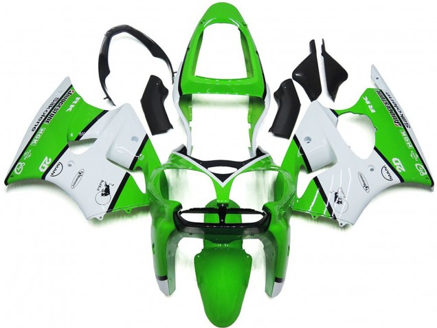 Carenados Moto Kawasaki ZX6R 2000-2002 - Blanco Verde Negro Bridgestone Silkolene