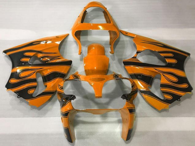 Carenados Moto Kawasaki ZX6R 2000-2002 - Naranja Negro Llama