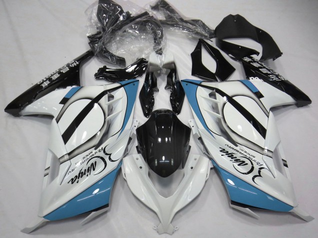 Carenados Moto Kawasaki Ninja 300 2013-2017 - Blanco Brillante Azul Claro Negro
