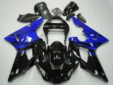 Carenados Moto Yamaha R1 2000-2001 - Azul Negro Brillante Llama