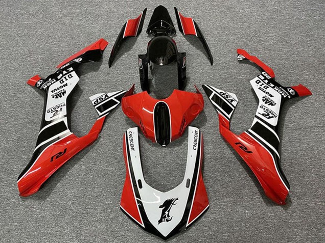 Carenados Moto Yamaha R1 2015-2019 - Blanco Rojo Negro Brillante Motul YSP