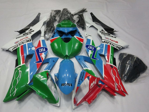 Carenados Moto Yamaha R6 2008-2016 - Blanco Azul Claro Verde Rojo Fiat Dunlop Michelin Motul