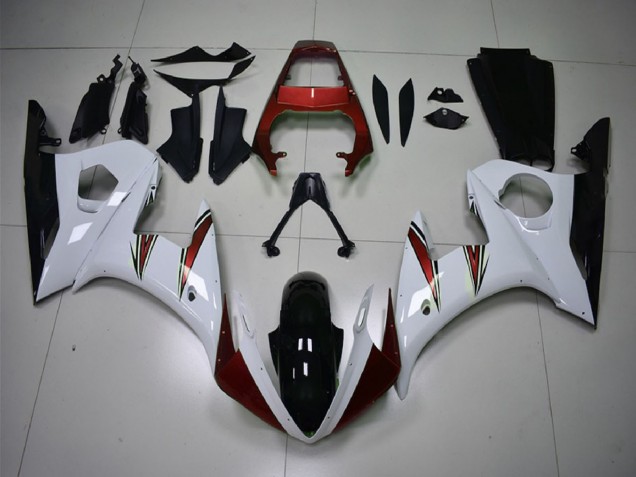 Carenados Moto Yamaha R6 2003-2004 - Blanco Rojo Negro Brillante
