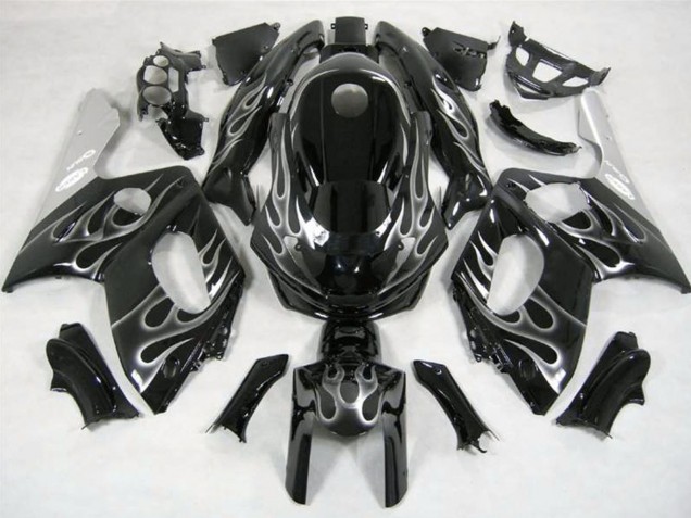 Carenados Moto Yamaha YZF600R Thundercat 1996-2007 - Negro Brillante Plata Llama