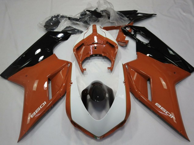 Carenados Moto Ducati 1098 2007-2014 - Brown Blanco Negro Brillante