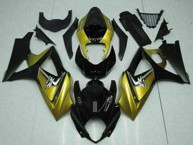 Carenados Moto Suzuki GSXR 1000 2007-2008 - Oro Negro Brillante Plata Calcomanía