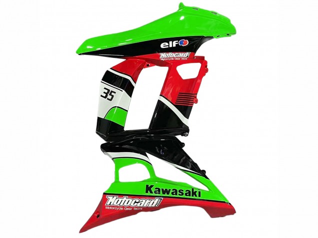 Carenados Moto Kawasaki Z1000SX 2010-2016 - Verde Rojo Negro Brillante Elf 35