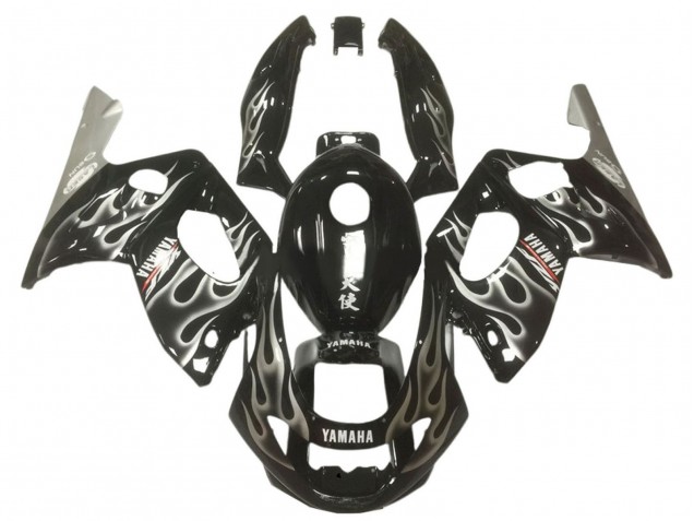 Carenados Moto Yamaha YZF600R Thundercat 1996-2007 - Negro Brillante Plata Llama