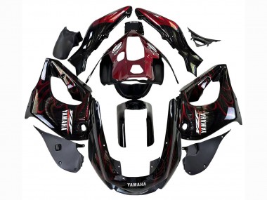 Carenados Moto Yamaha YZF 1000R Thunderace 1997-2007 - Negro Rojo Oscuro Llama