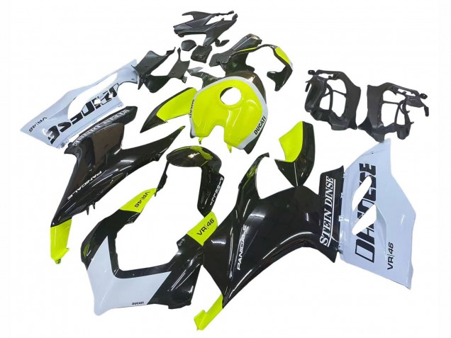 Carenados Moto Ducati Panigale V2 2020-2024 - Blanco Verde Lima Negro Brillante Stein Dinse VR 46