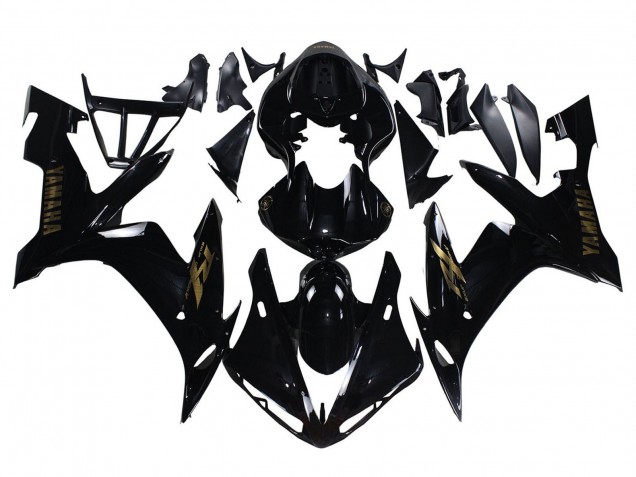 Carenados Moto Yamaha YZF 1000 R1 2004-2006 - Negro Brillante Oro Calcomanías