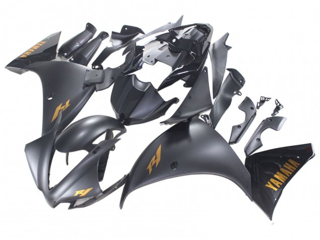 Carenados Moto Yamaha YZF 1000 R1 2012-2014 - Negro Mate Oro Calcomanías