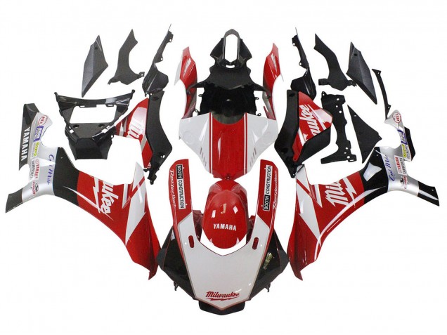 Carenados Moto Yamaha YZF 1000 R1 2020-2025 - Blanco Rojo Negro Milwaukee