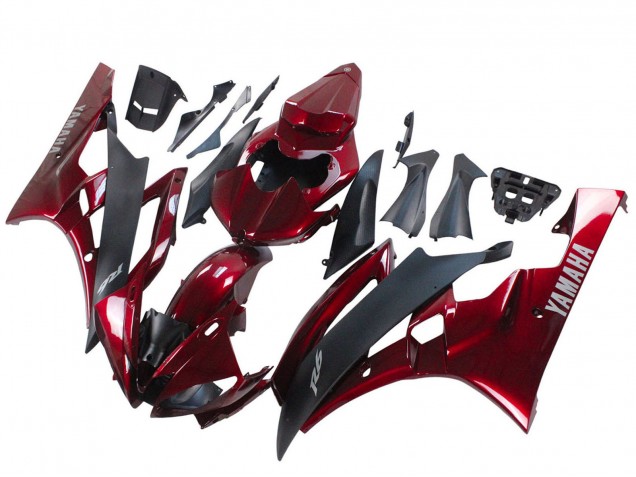 Carenado Moto Yamaha YZF 600 R6 2006-2007 - Rojo Negro Mate