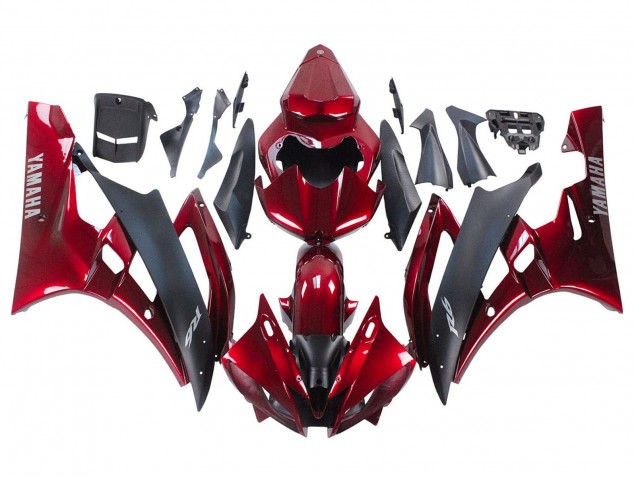 Carenado Moto Yamaha YZF 600 R6 2006-2007 - Rojo Negro Mate