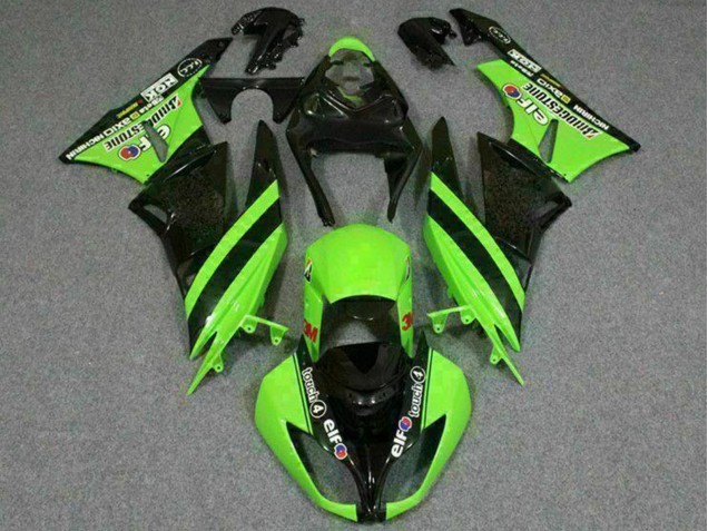 Carenados Moto Kawasaki ZX6R 2009-2012 - Verde Negro Brillante Elf Touch4 Bridgestone