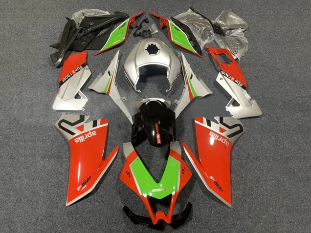Carenado Moto Aprilia RS4 50 125 2012-2019 - Plata Rojo Verde Negro Brillante