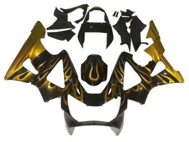 Carenados Moto Honda CBR900RR 929 2000-2001 - Negro Brillante Oro Llama
