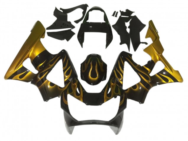 Carenados Moto Honda CBR900RR 929 2000-2001 - Negro Brillante Oro Llama