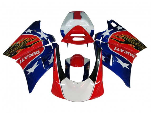 Carenados Moto Ducati 748/916/996/998 1993-2005 - Blanco Rojo Azul Negro Brillante Llama
