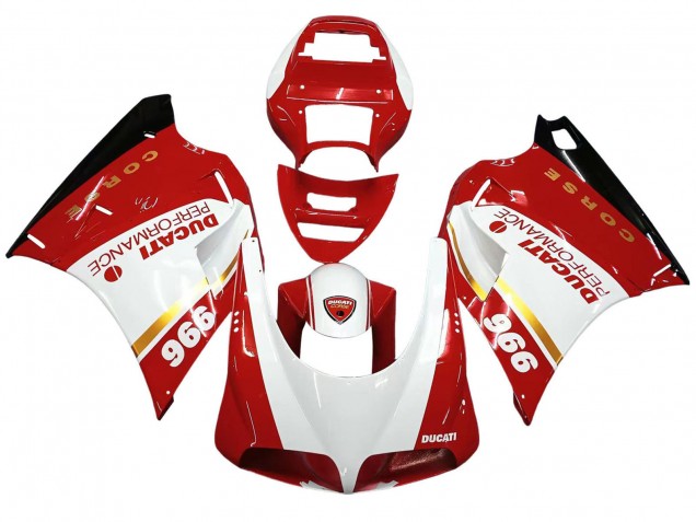 Carenados Moto Ducati 996 1993-2005 - Blanco Rojo Oro Negro Brillante Corse Performance