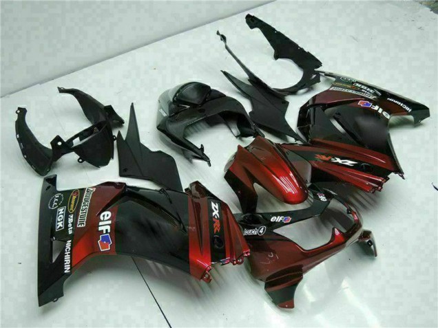 Carenados Moto Kawasaki EX250 2008-2012 - Negro Brillante Rojo Granate