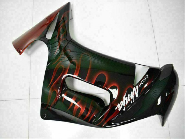 Carenados Moto Kawasaki EX650 2006-2008 - Negro Brillante Rojo Llama