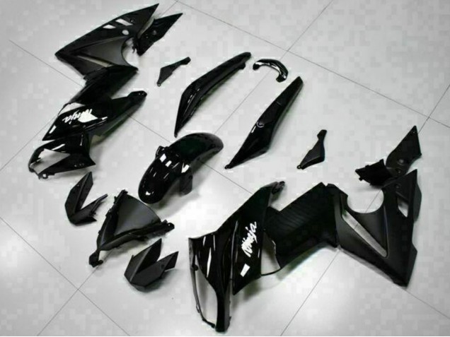Carenados Moto Kawasaki EX650 2009-2011 - Negro Brillante Blanco Calcomanía