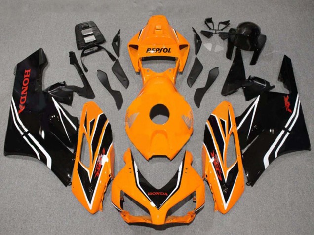 Carenados Moto Honda CBR1000RR 2004-2005 - Naranja Blanco Negro Brillante Raya