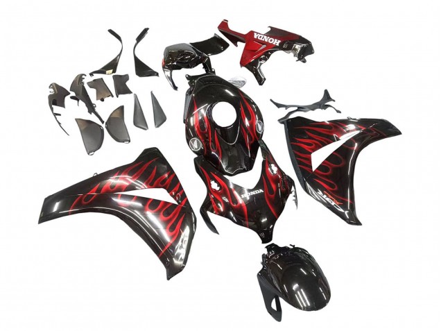 Carenado Moto Honda CBR1000RR 2008-2011 - Negro Brillante Rojo Llama