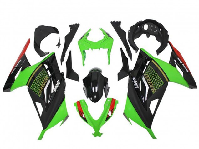 Carenados Moto Kawasaki Ninja 300 EX300R 2013-2017 - Verde Rojo Negro Honeycomb