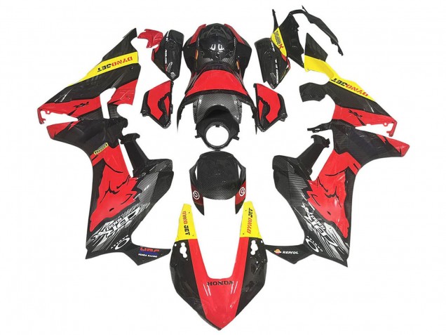 Carenados Moto Honda CBR1000RR 2017-2024 - Rojo Amarillo Negro FibraCarbono