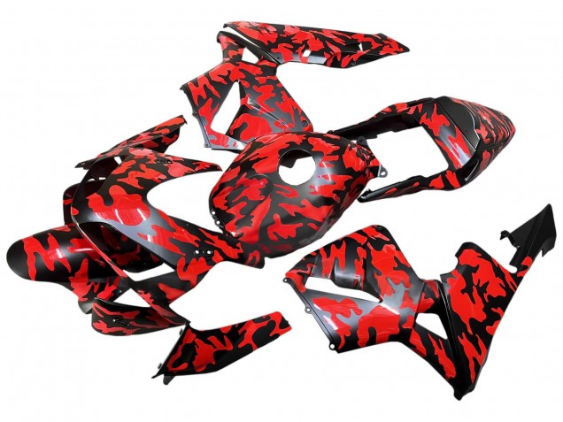 Carenados Moto Honda CBR600RR 2003-2004 - Negro Rojo Gris Camouflage