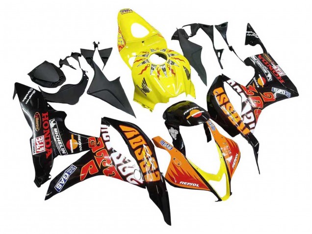 Carenados Moto Honda CBR600RR 2007-2008 - Amarillo Naranja Negro Brillante Rossi Repsol