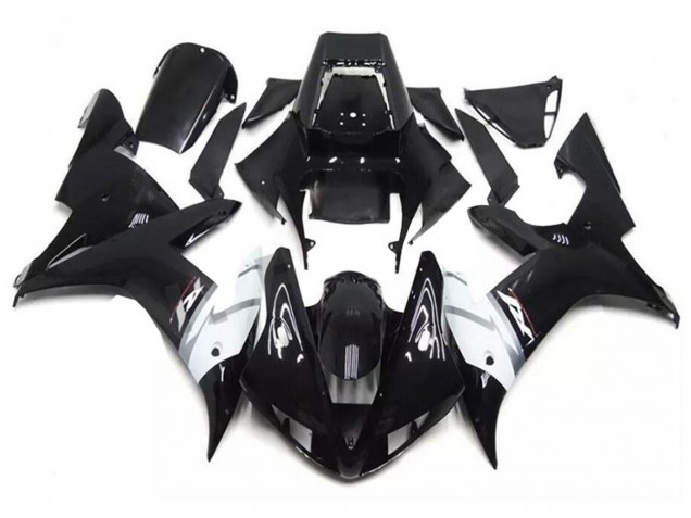Carenados Moto Yamaha YZF R1 2002-2003 - Negro Brillante Blanco Plata