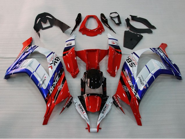 Carenados Moto Kawasaki ZX10R 2011-2015 - Blanco Azul Rojo Negro SBK Maxxis