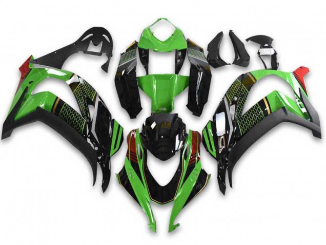 Carenados Moto Kawasaki ZX10R 2021-2026 - Verde Negro Rojo Honeycomb