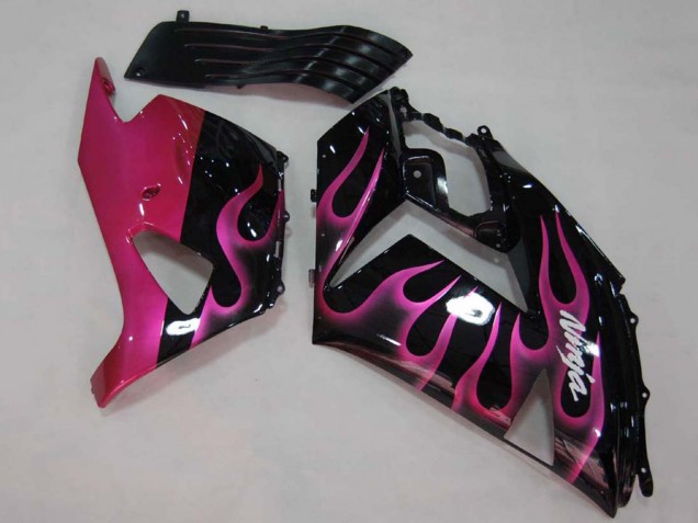 Carenados Moto Kawasaki ZX14R ZZR1400 2006-2011 - Negro Brillante Rojo Rosa Llama