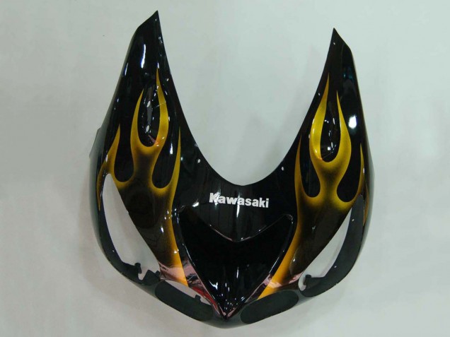 Carenados Moto Kawasaki ZX14R ZZR1400 2006-2011 - Negro Brillante Oro Llama