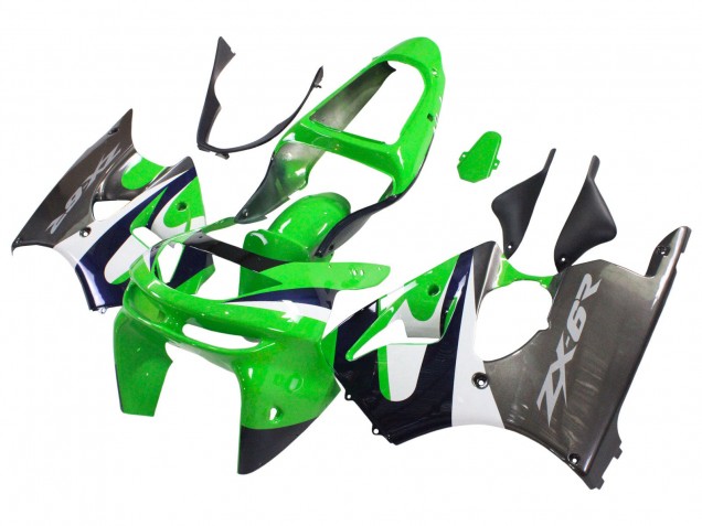 Carenados Moto Kawasaki ZX6R 1998-1999 - Verde Blanco Azul Oscuro Plata