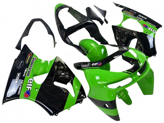 Carenados Moto Kawasaki ZX6R 1998-1999 - Verde Negro Brillante Elf Bridgestone