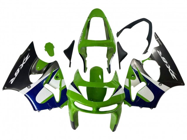 Carenados Moto Kawasaki ZX6R 1998-1999 - Verde Blanco Azul Plata Negro Brillante