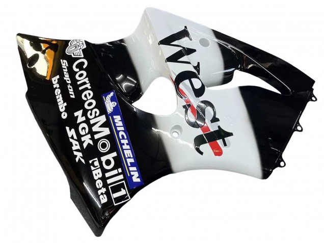 Carenados Moto Kawasaki ZX6R 2000-2002 - Negro Brillante Blanco West Michelin