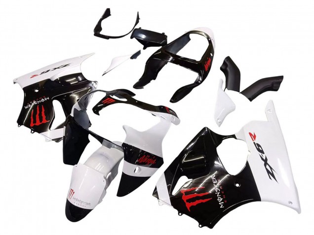 Carenados Moto Kawasaki ZX6R 2000-2002 - Blanco Negro Rojo Monstruo