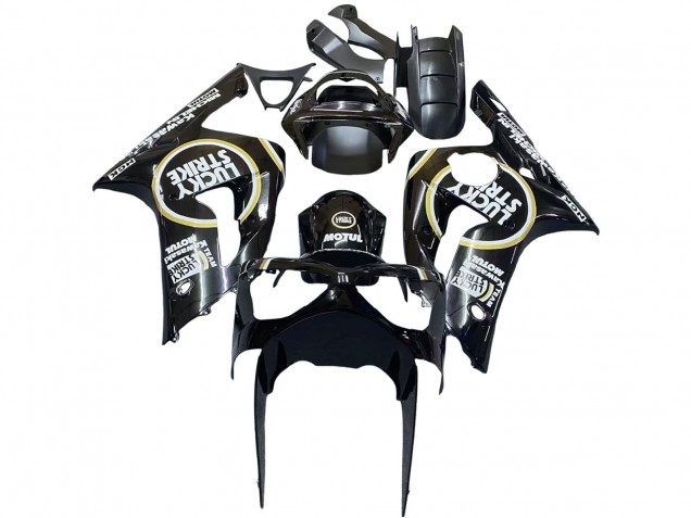 Carenados Moto Kawasaki ZX6R 2003-2004 - Negro Brillante Blanco Motul Lucky Strike
