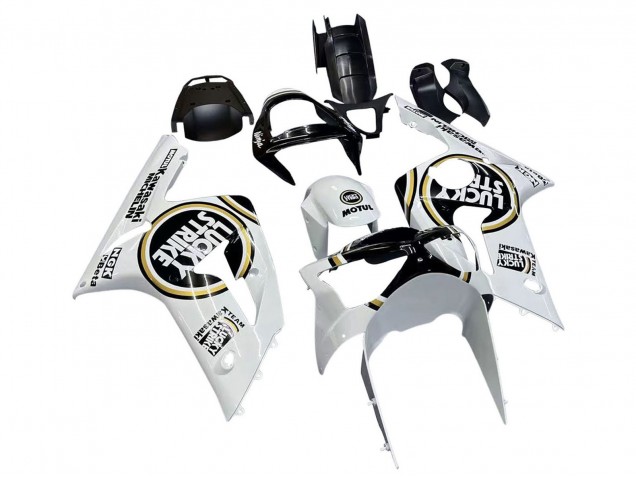 Carenados Moto Kawasaki ZX6R 2003-2004 - Blanco Negro Motul Lucky Strike