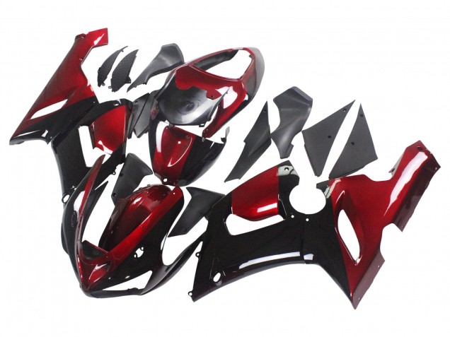 Carenado Moto Kawasaki ZX6R 2005-2006 - Rojo Negro Brillante